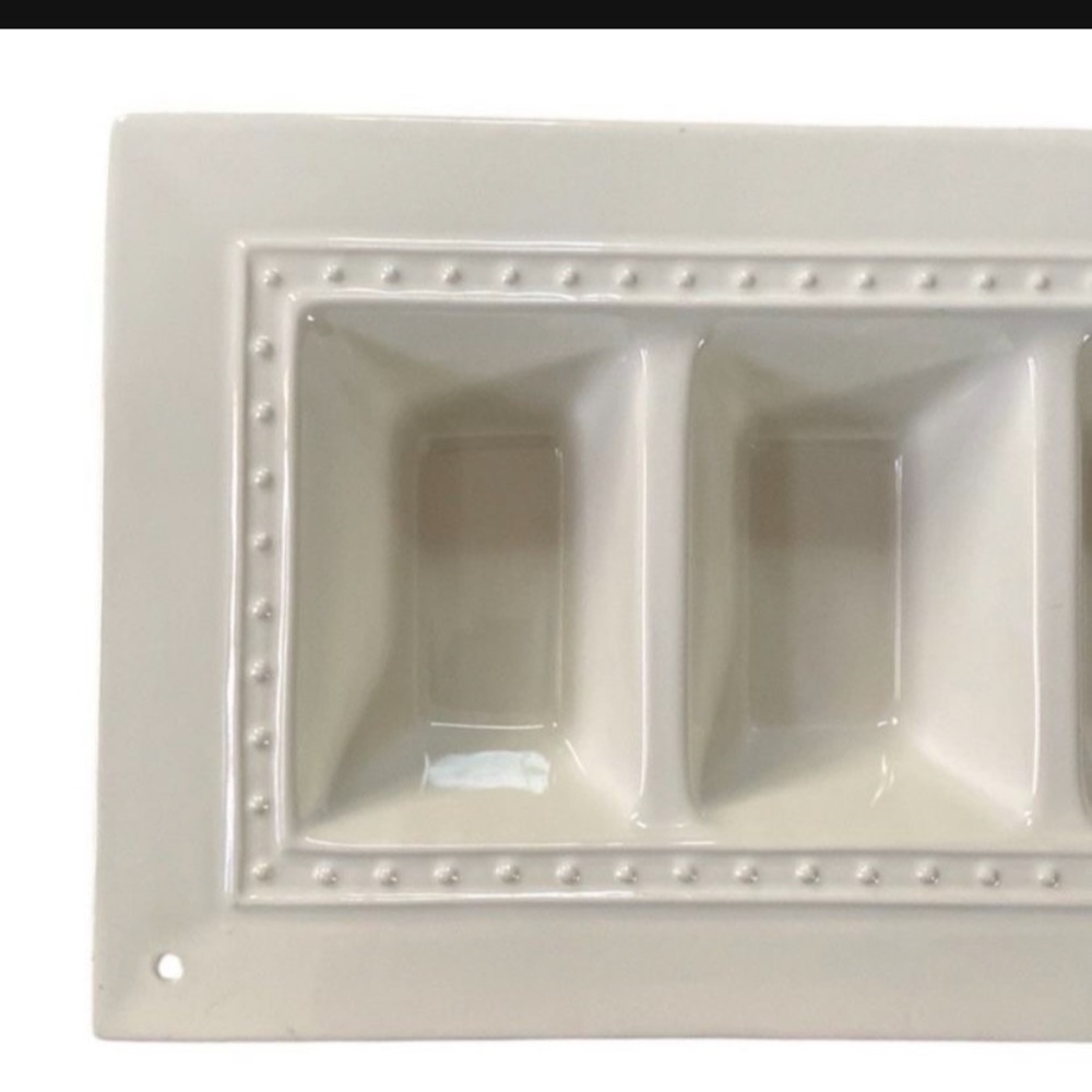 Nora Fleming Retire White Divided Garnish Pearl Dot Serving Tray - Picture 6 of 13